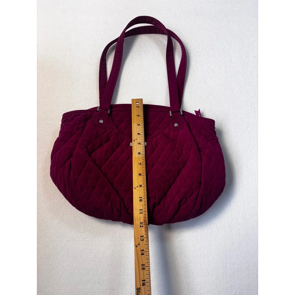 Vera Bradley Quilted Microfiber Tote Bag Magenta Berry Pink Pocketbook Purse